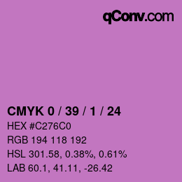 カラーコード: CMYK 0 / 39 / 1 / 24 | qconv.com