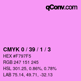 カラーコード: CMYK 0 / 39 / 1 / 3 | qconv.com