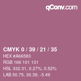 カラーコード: CMYK 0 / 39 / 21 / 35 | qconv.com