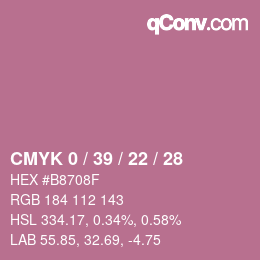 カラーコード: CMYK 0 / 39 / 22 / 28 | qconv.com