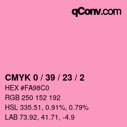 カラーコード: CMYK 0 / 39 / 23 / 2 | qconv.com
