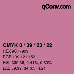 カラーコード: CMYK 0 / 39 / 23 / 22 | qconv.com