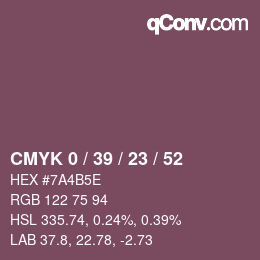 カラーコード: CMYK 0 / 39 / 23 / 52 | qconv.com