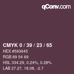 カラーコード: CMYK 0 / 39 / 23 / 65 | qconv.com