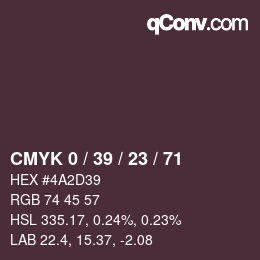 カラーコード: CMYK 0 / 39 / 23 / 71 | qconv.com