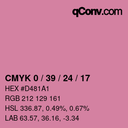 カラーコード: CMYK 0 / 39 / 24 / 17 | qconv.com