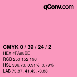 カラーコード: CMYK 0 / 39 / 24 / 2 | qconv.com