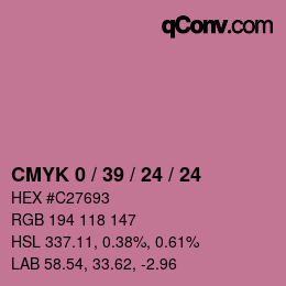 カラーコード: CMYK 0 / 39 / 24 / 24 | qconv.com