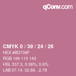 颜色代码: CMYK 0 / 39 / 24 / 26 | qconv.com
