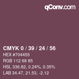 カラーコード: CMYK 0 / 39 / 24 / 56 | qconv.com
