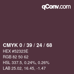 颜色代码: CMYK 0 / 39 / 24 / 68 | qconv.com