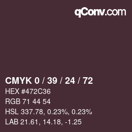 カラーコード: CMYK 0 / 39 / 24 / 72 | qconv.com