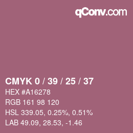 カラーコード: CMYK 0 / 39 / 25 / 37 | qconv.com