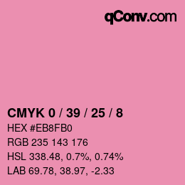 カラーコード: CMYK 0 / 39 / 25 / 8 | qconv.com