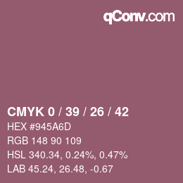 カラーコード: CMYK 0 / 39 / 26 / 42 | qconv.com