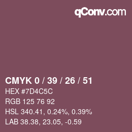 Color code: CMYK 0 / 39 / 26 / 51 | qconv.com