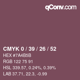 Color code: CMYK 0 / 39 / 26 / 52 | qconv.com