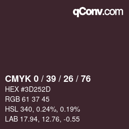 カラーコード: CMYK 0 / 39 / 26 / 76 | qconv.com