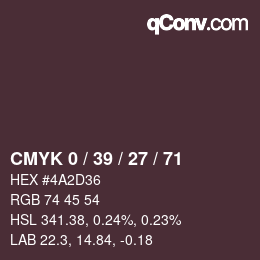 Color code: CMYK 0 / 39 / 27 / 71 | qconv.com