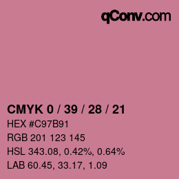 カラーコード: CMYK 0 / 39 / 28 / 21 | qconv.com