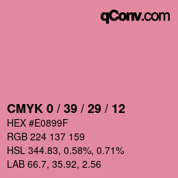 カラーコード: CMYK 0 / 39 / 29 / 12 | qconv.com