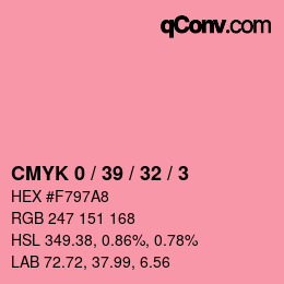 カラーコード: CMYK 0 / 39 / 32 / 3 | qconv.com