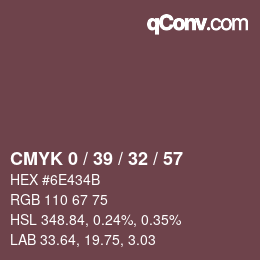 カラーコード: CMYK 0 / 39 / 32 / 57 | qconv.com