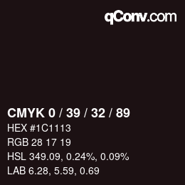 カラーコード: CMYK 0 / 39 / 32 / 89 | qconv.com