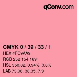 カラーコード: CMYK 0 / 39 / 33 / 1 | qconv.com