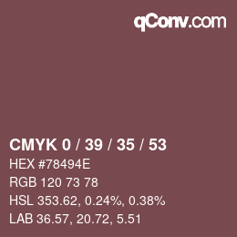 Farbcode: CMYK 0 / 39 / 35 / 53 | qconv.com