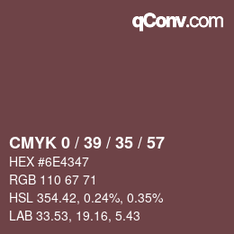 Color code: CMYK 0 / 39 / 35 / 57 | qconv.com