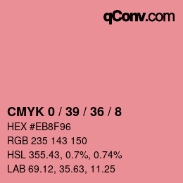 カラーコード: CMYK 0 / 39 / 36 / 8 | qconv.com