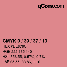 カラーコード: CMYK 0 / 39 / 37 / 13 | qconv.com