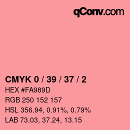 カラーコード: CMYK 0 / 39 / 37 / 2 | qconv.com