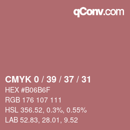 カラーコード: CMYK 0 / 39 / 37 / 31 | qconv.com