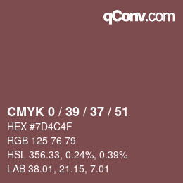 カラーコード: CMYK 0 / 39 / 37 / 51 | qconv.com