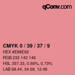 颜色代码: CMYK 0 / 39 / 37 / 9 | qconv.com