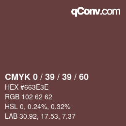 カラーコード: CMYK 0 / 39 / 39 / 60 | qconv.com