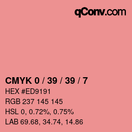 カラーコード: CMYK 0 / 39 / 39 / 7 | qconv.com