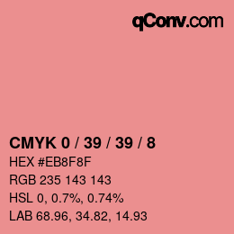 カラーコード: CMYK 0 / 39 / 39 / 8 | qconv.com