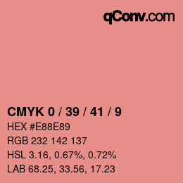 Color code: CMYK 0 / 39 / 41 / 9 | qconv.com