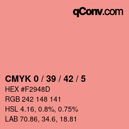 Color code: CMYK 0 / 39 / 42 / 5 | qconv.com