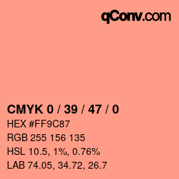 Color code: CMYK 0 / 39 / 47 / 0 | qconv.com