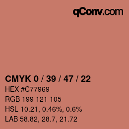 Code couleur: CMYK 0 / 39 / 47 / 22 | qconv.com
