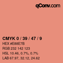 カラーコード: CMYK 0 / 39 / 47 / 9 | qconv.com