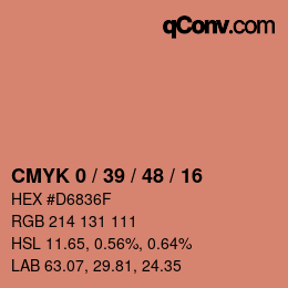 カラーコード: CMYK 0 / 39 / 48 / 16 | qconv.com