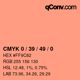 颜色代码: CMYK 0 / 39 / 49 / 0 | qconv.com