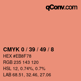 カラーコード: CMYK 0 / 39 / 49 / 8 | qconv.com