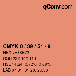 颜色代码: CMYK 0 / 39 / 51 / 9 | qconv.com