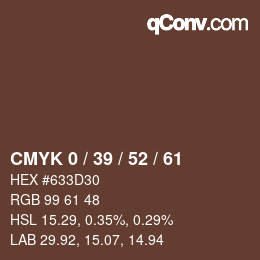 Farbcode: CMYK 0 / 39 / 52 / 61 | qconv.com